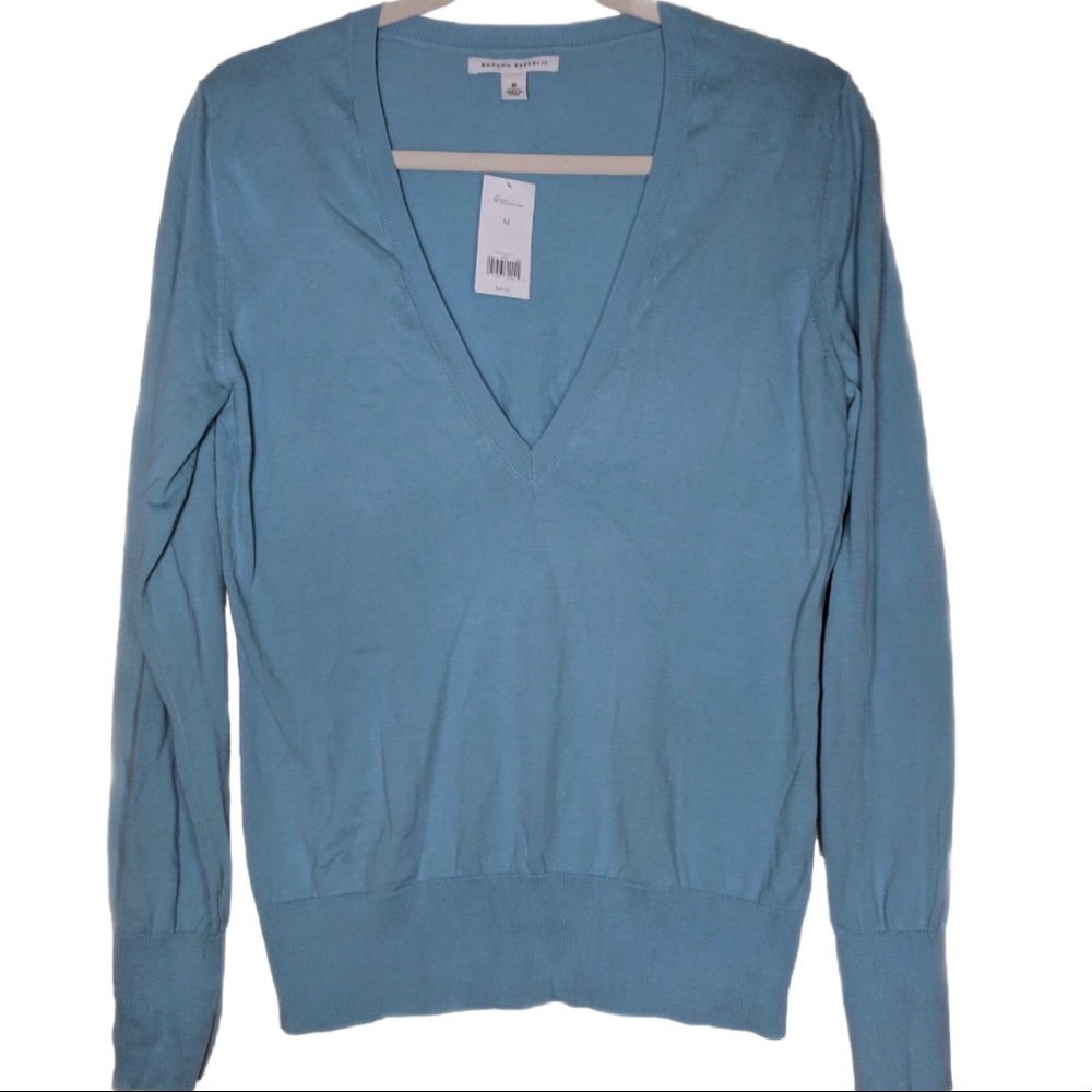 Banana Republic Light Blue V-Neck Sweater